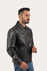 Men’s Dark Brown Kentucky Trucker Leather Jacket