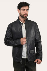 Men’s Black Lawton Modern Nappa Biker Jacket