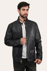 Men’s Black Lawton Modern Nappa Biker Jacket