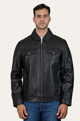 Men’s Black Durango Trucker Leather Jacket