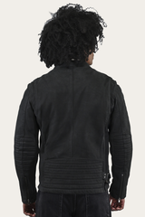 Men’s Black Cattleman Vintage Cafe Racer Leather Jacket