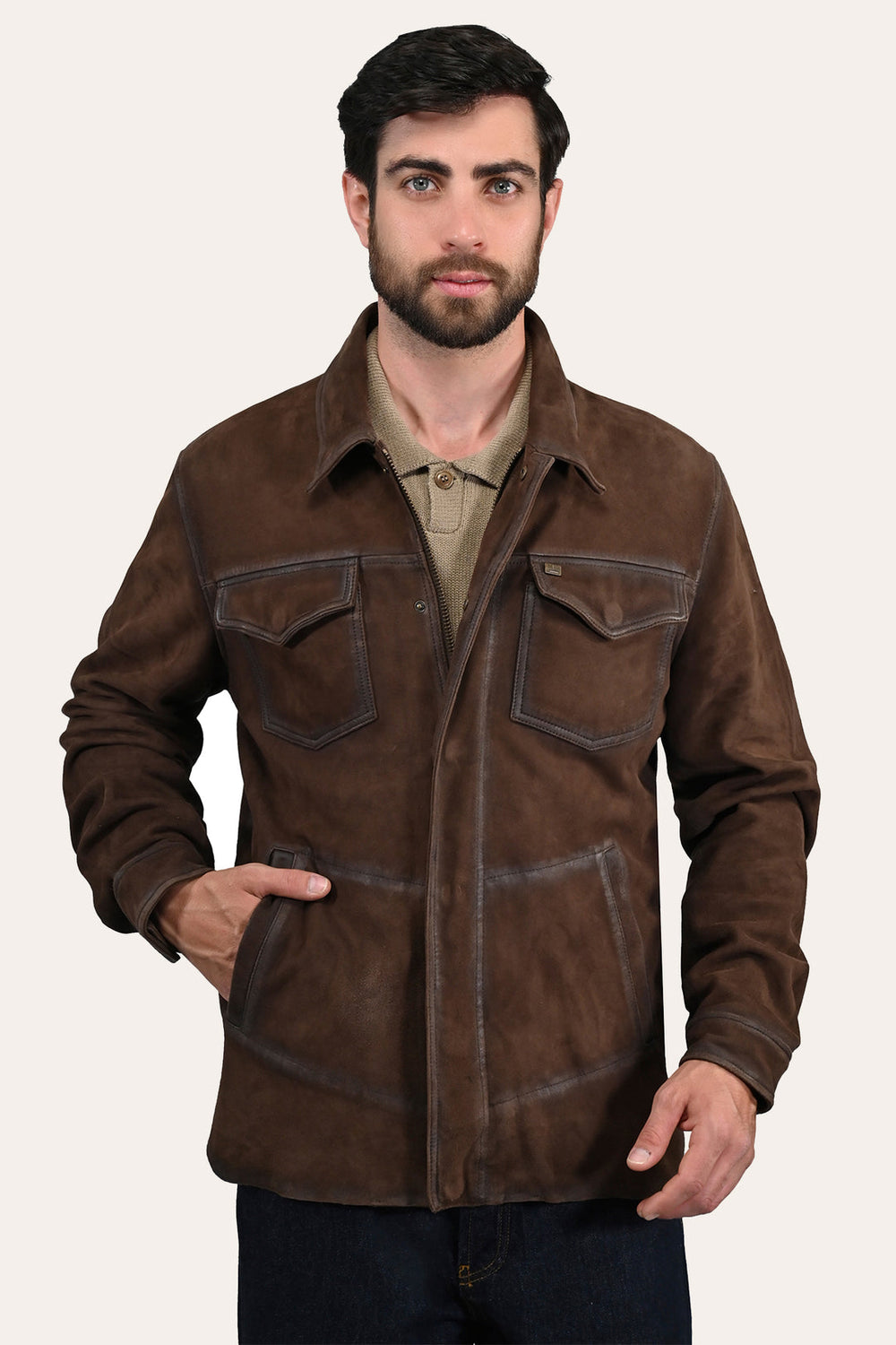 Men’s Dark Brown Brody Suede Shacket