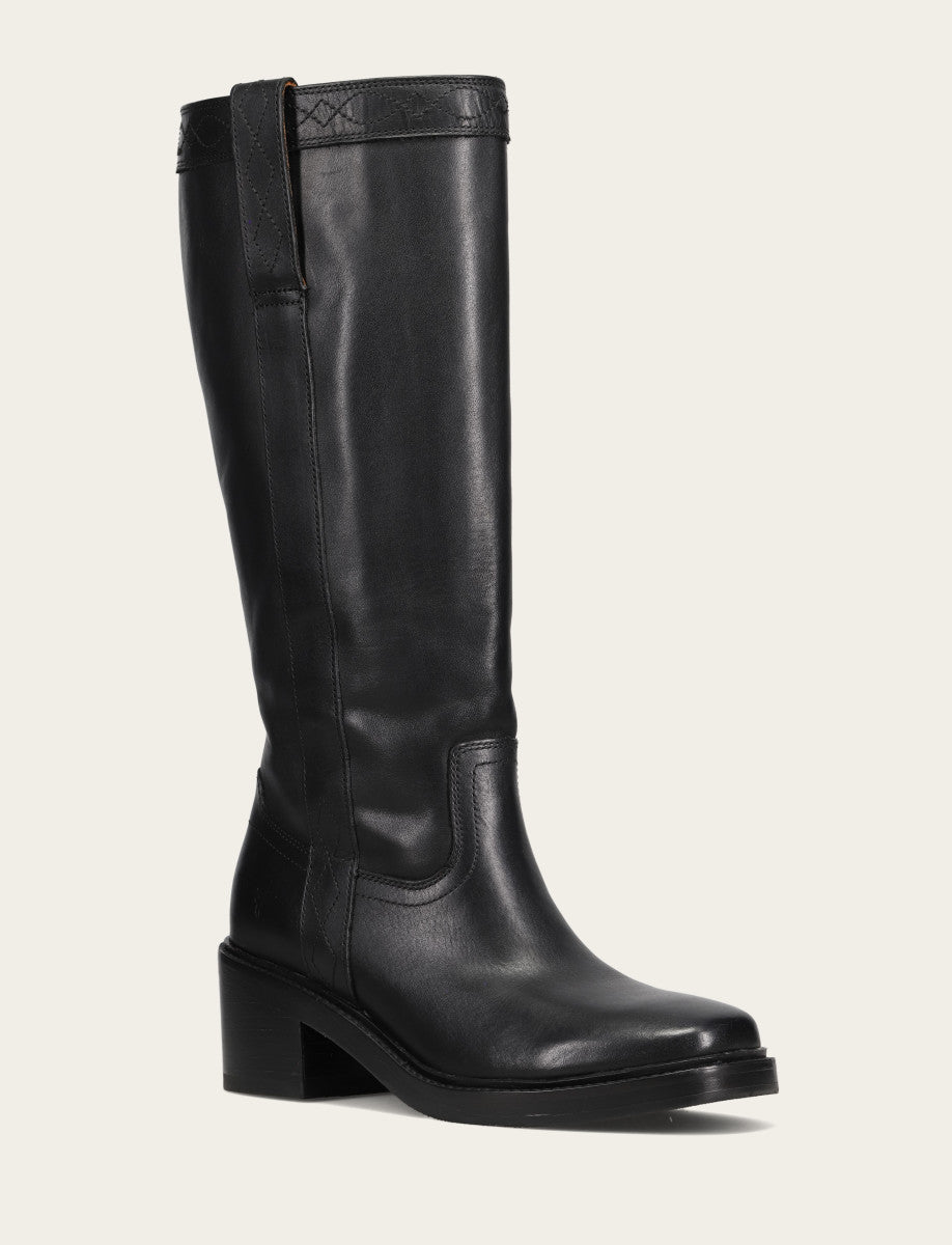 Women's Black Kate Pull On Wide Calf Tall Boots