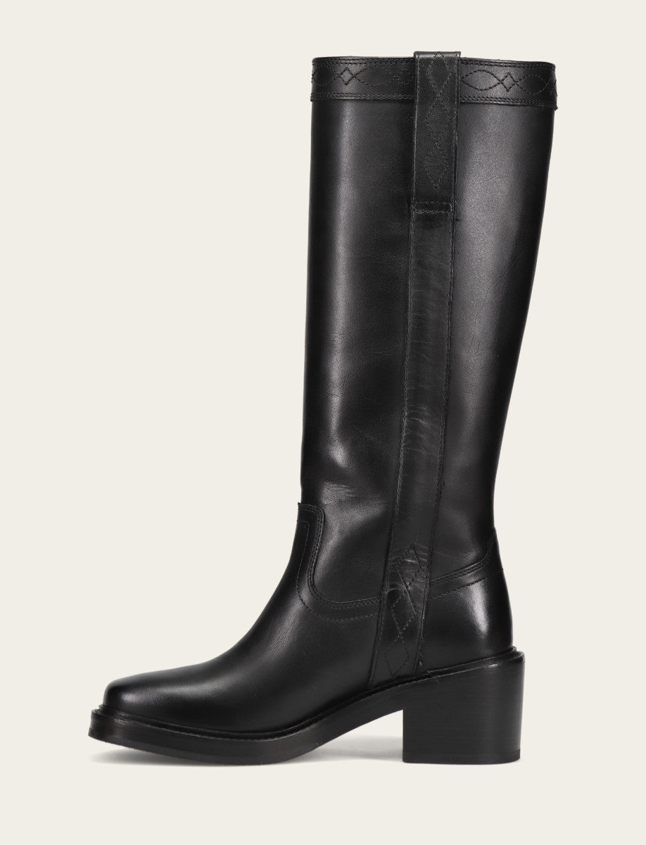 Women's Black Kate Pull On Wide Calf Tall Boots