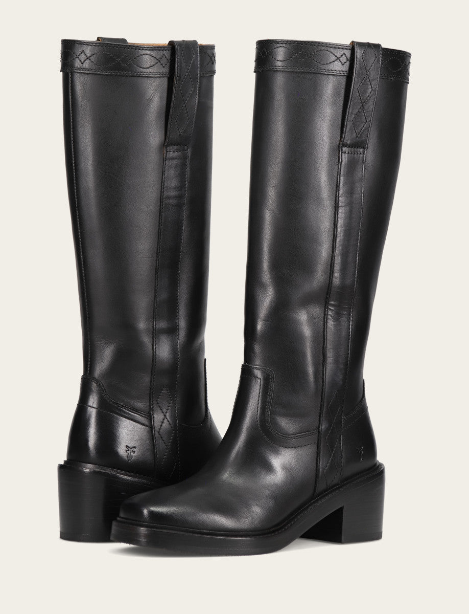 Women's Black Kate Pull On Wide Calf Tall Boots