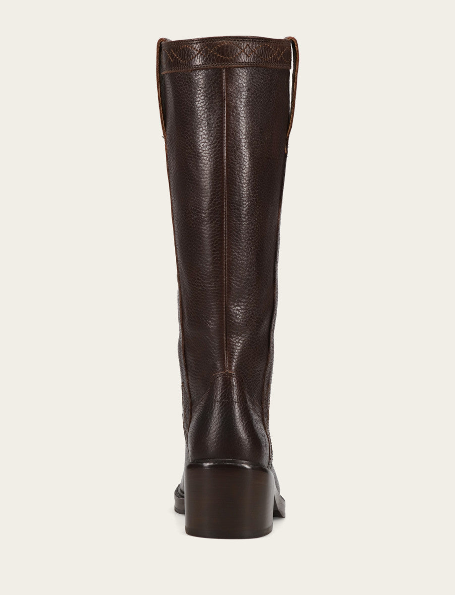 Women's Dark Brown Kate Pull On Wide Calf Tall Boots