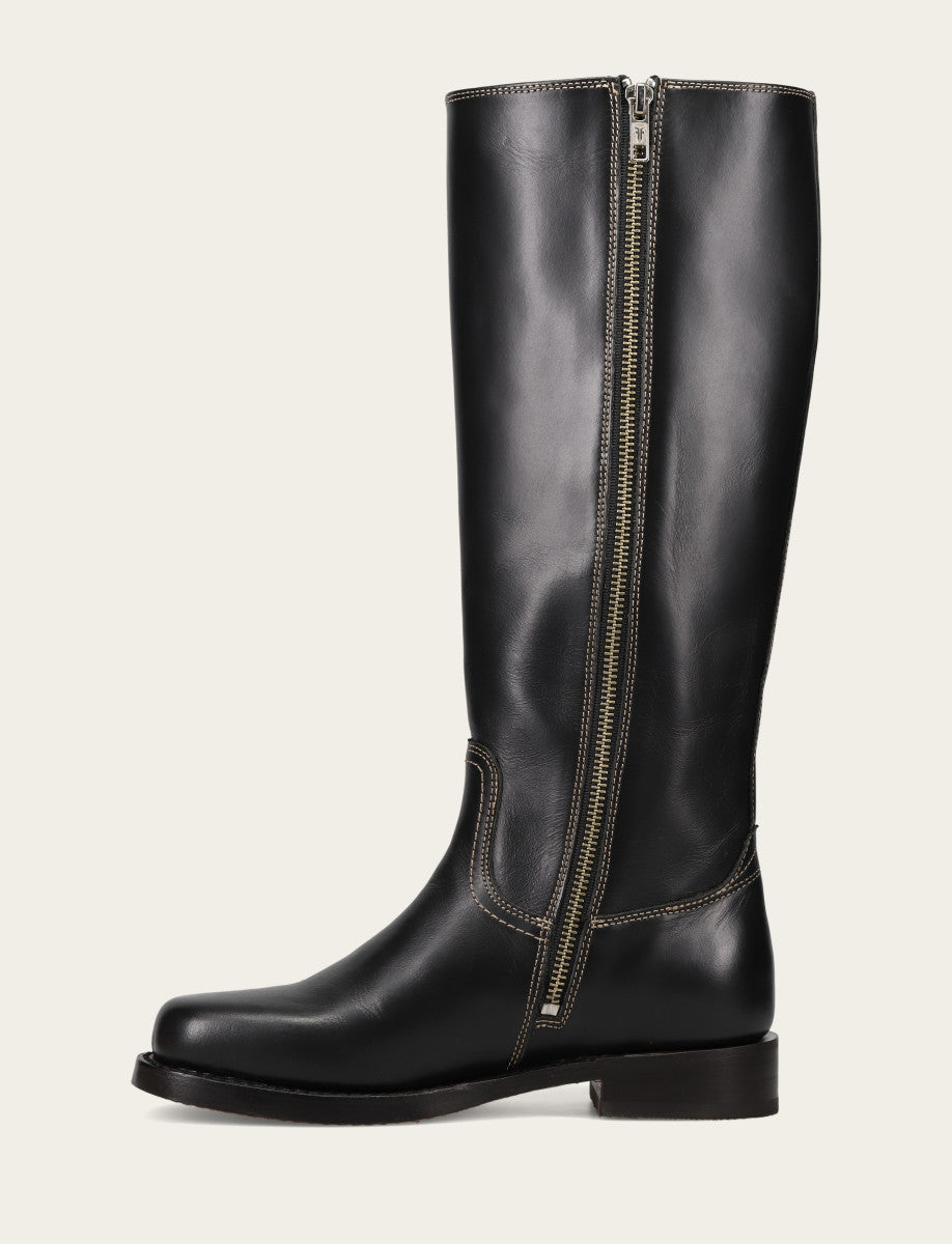 Women's Black Campus Low Heel Tall Riding Boot