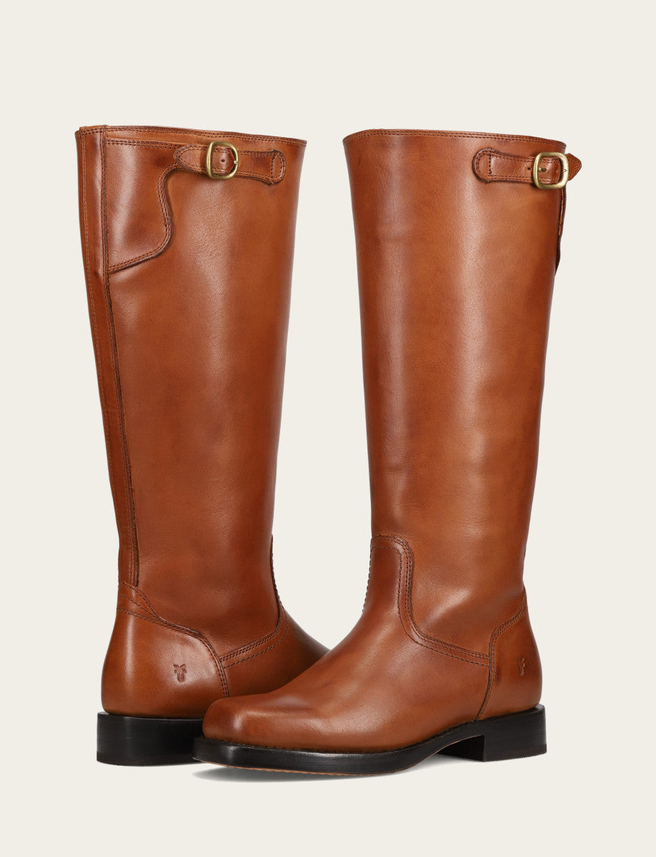Women's Cognac Campus Low Heel Tall Riding Wide Calf Boot