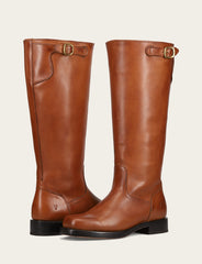 Women's Cognac Campus Low Heel Tall Riding Wide Calf Boot