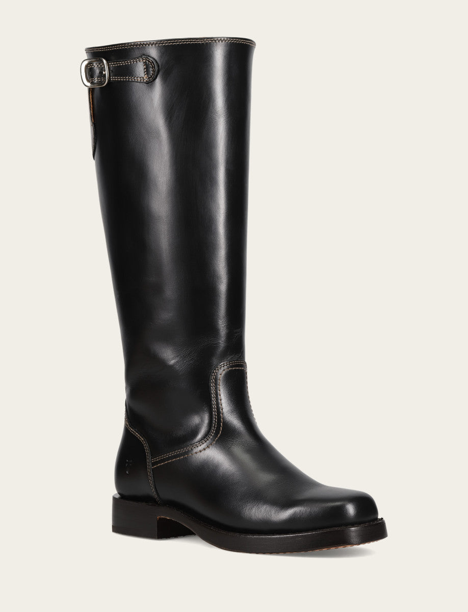 Women's Black Campus Low Heel Tall Riding Wide Calf Boot