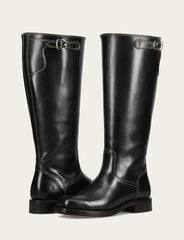 Women's Black Campus Low Heel Tall Riding Wide Calf Boot
