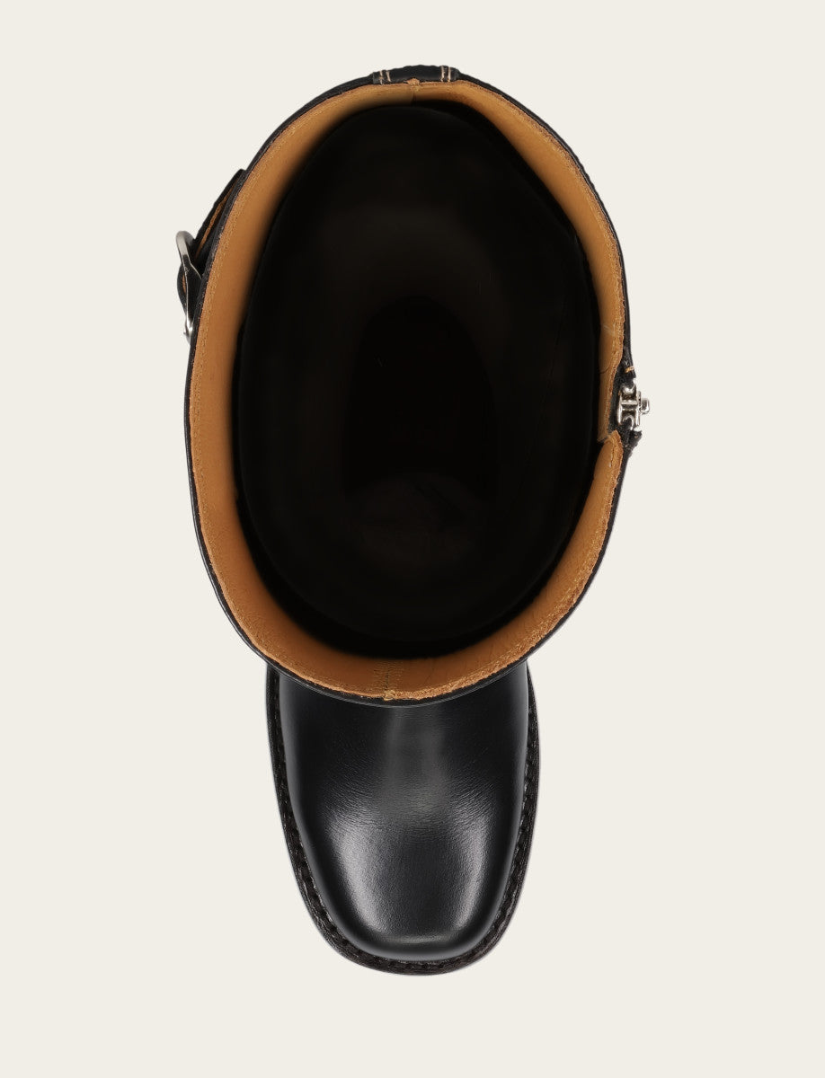 Women's Black Campus Low Heel Tall Riding Wide Calf Boot