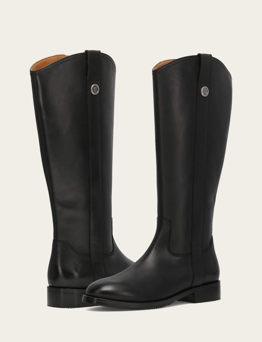 Women's Black Melissa Button Tall Inside Zip Wide Calf Boot