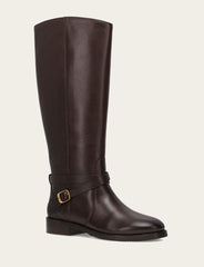 Women's Dark Brown Melissa Belted Riding Wide Calf Boot