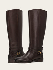 Women's Dark Brown Melissa Belted Riding Wide Calf Boot