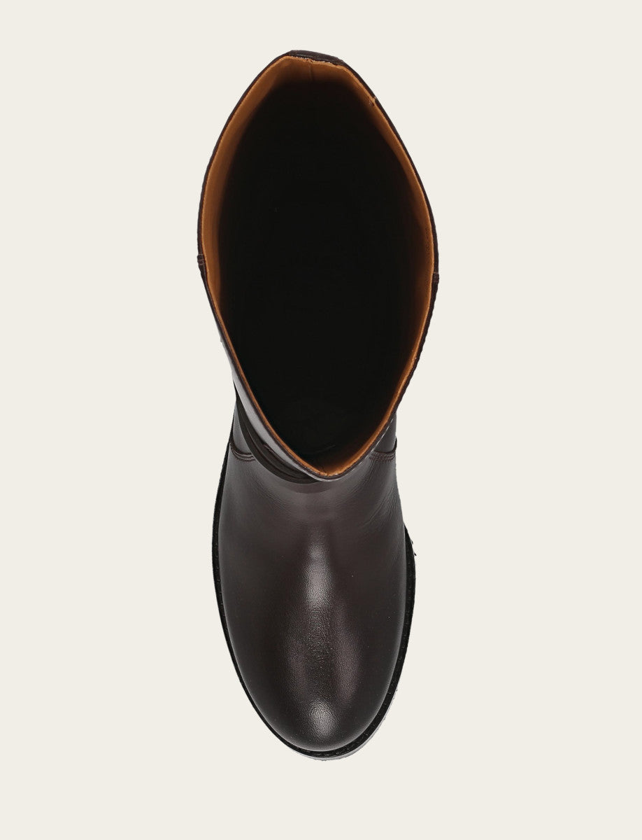 Women's Dark Brown Melissa Belted Riding Wide Calf Boot