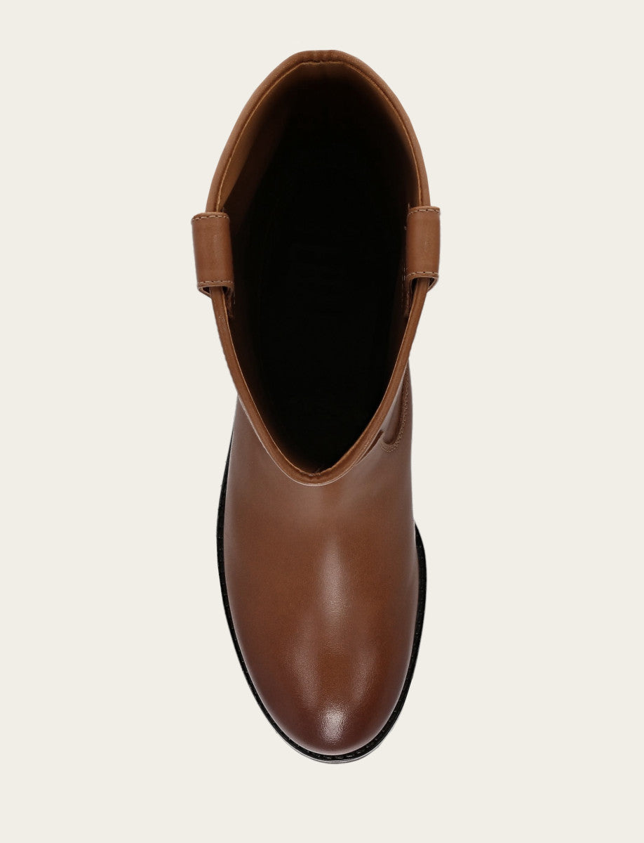 Women's Tan Melissa Lug Button Tall Wide Calf Boot