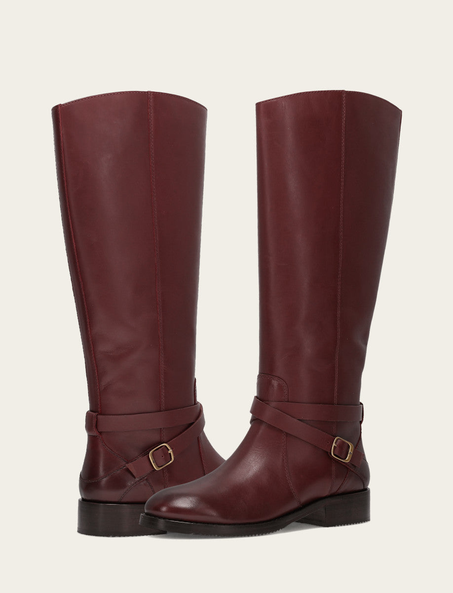 Women's Merlot Melissa Belted Riding Wide Calf Boot