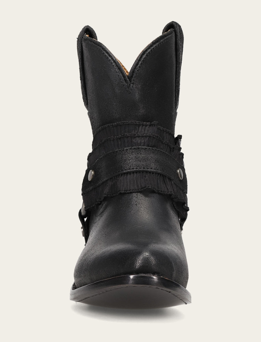 Women's Black Billy Harness Ruffle Boots