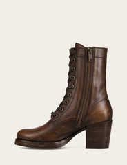 Women's Distressed Dk Brown Jean Lace Up Boot