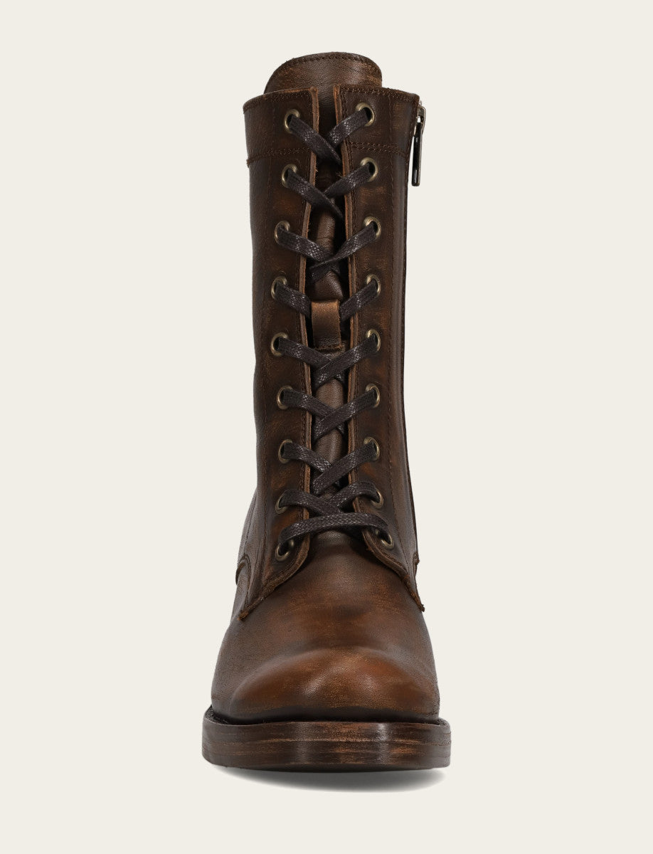 Women's Distressed Dk Brown Jean Lace Up Boot