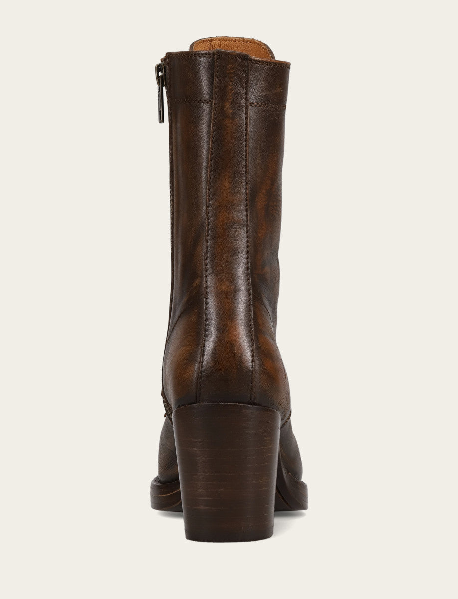 Women's Distressed Dk Brown Jean Lace Up Boot