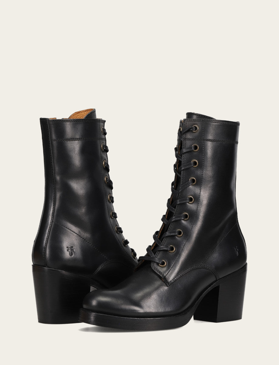 Women's Black Jean Lace Up Boot