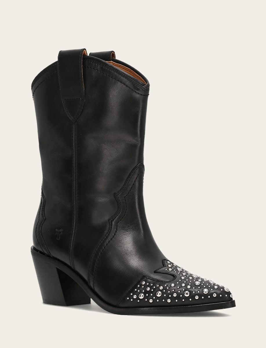 Women's Black Sara Wingtip Stud Boot