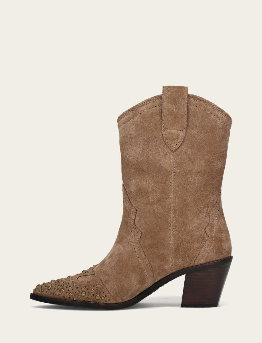 Women's Almond Sara Wingtip Stud Boot