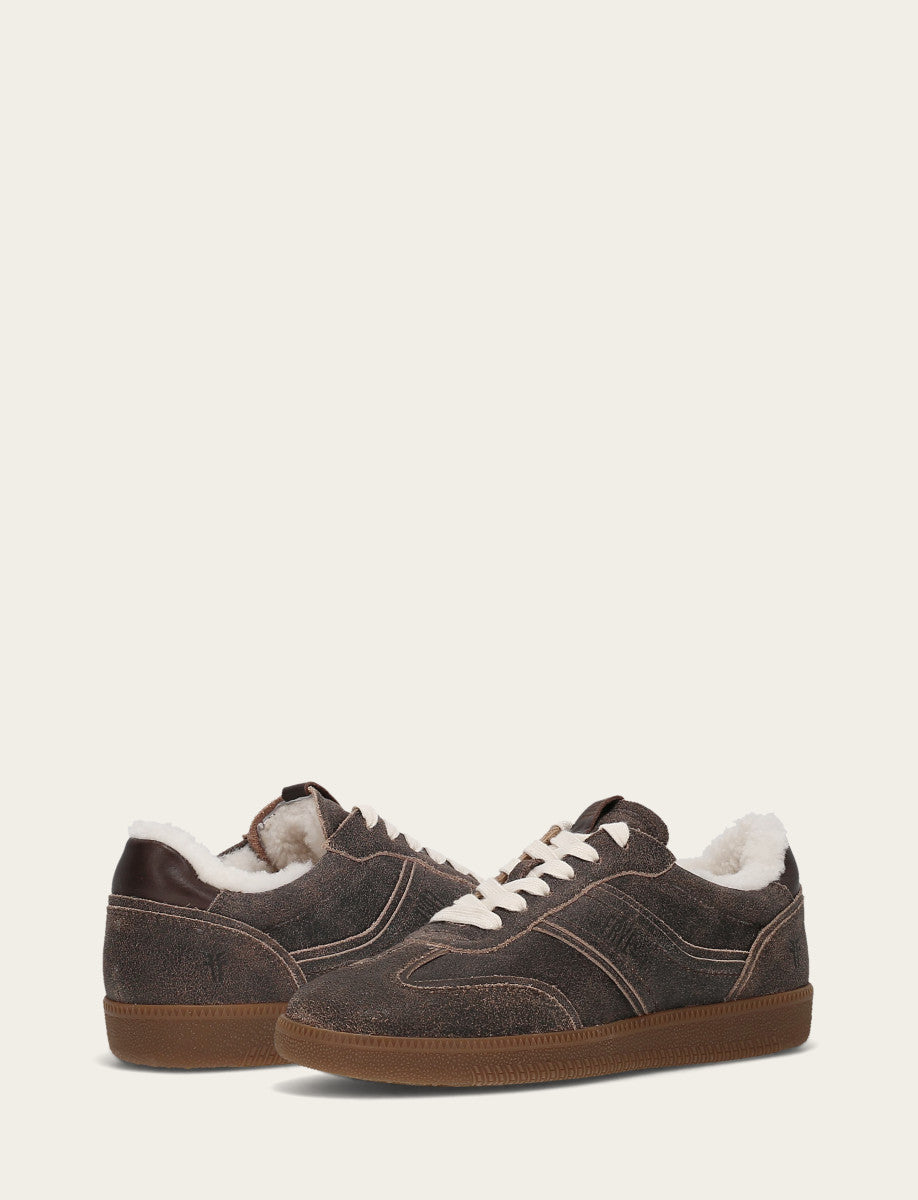 Women's Dark Truffle Milly Low Lace Shearling Sneaker