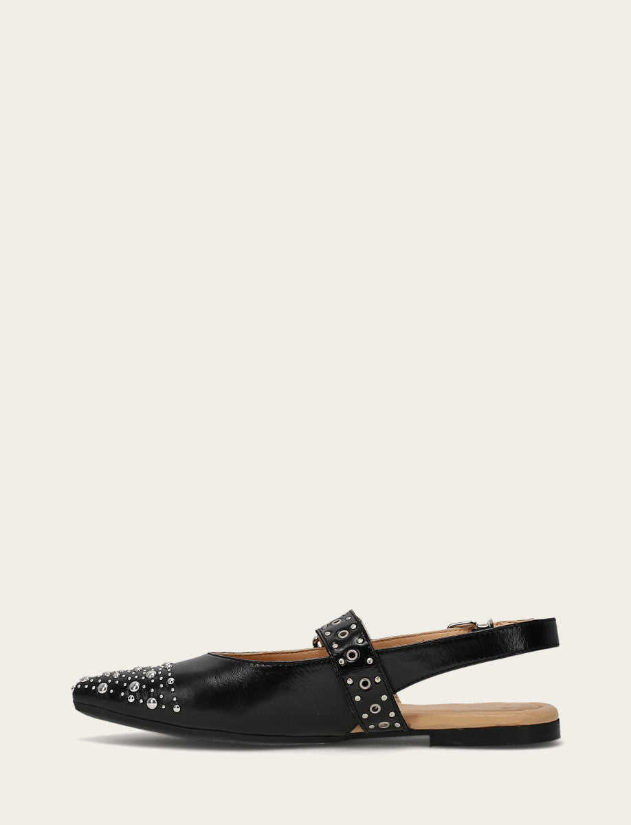 Women's Black Heather Slingback Studded Shoe