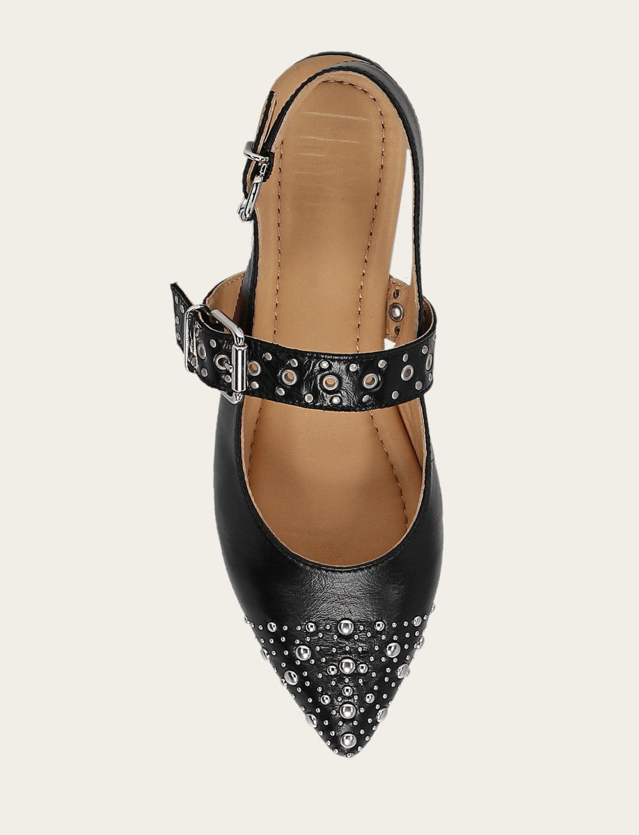 Women's Black Heather Slingback Studded Shoe