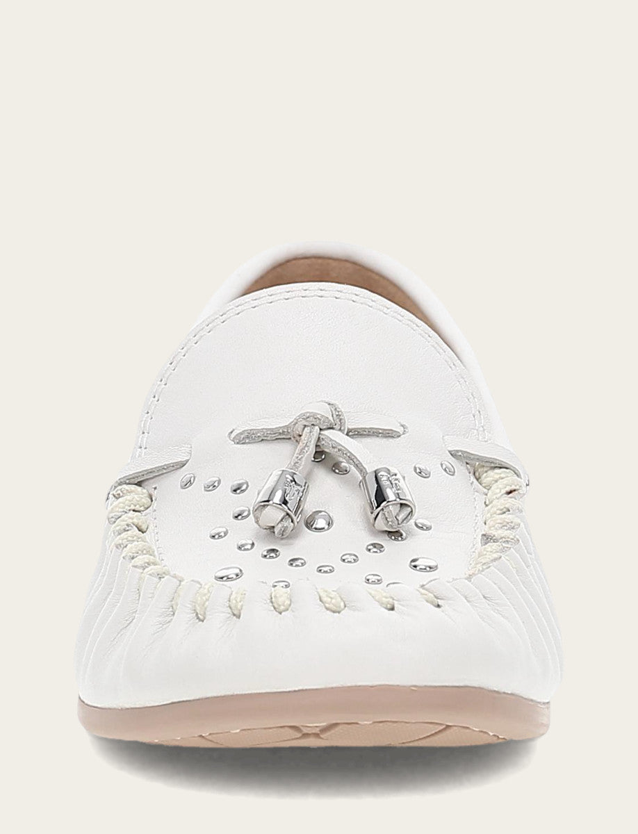 Women's White Naya Stud Moc Loafers