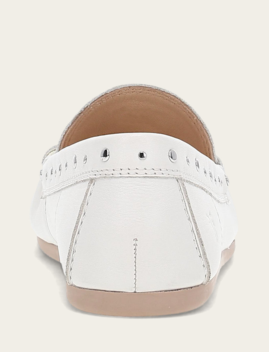 Women's White Naya Stud Moc Loafers