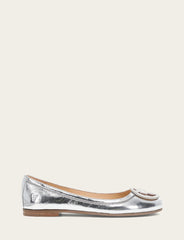 Women's Silver Carson Logo Ballet Flats
