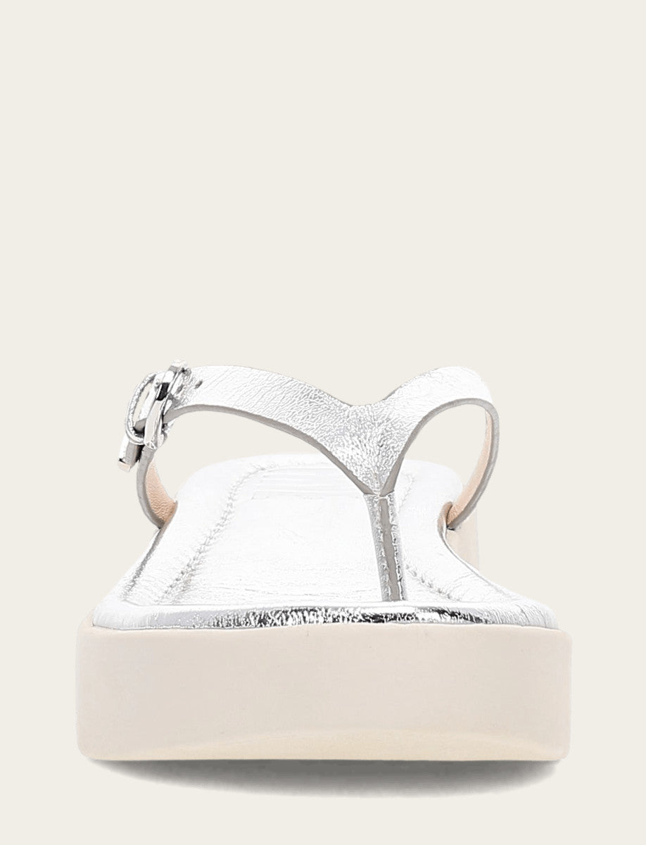 Women's Silver Maya Buckle Thong Sandals