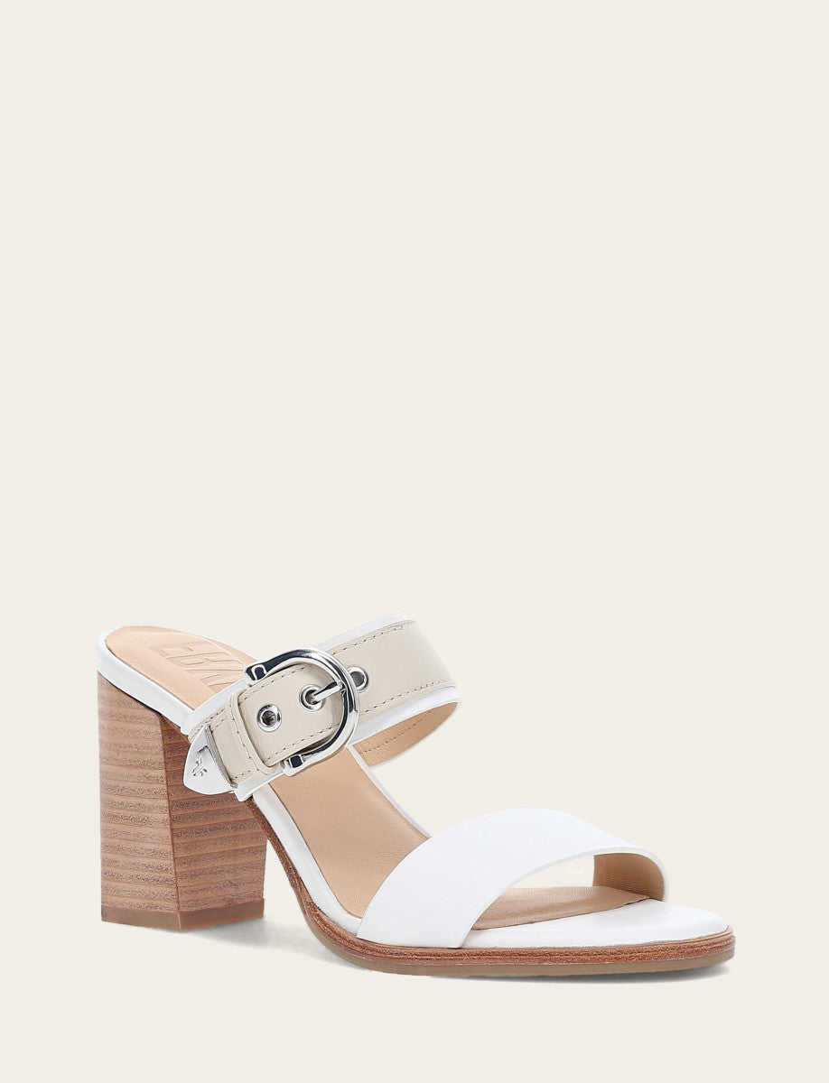 Women's White Ivory Stella Buckle Slide Sandals