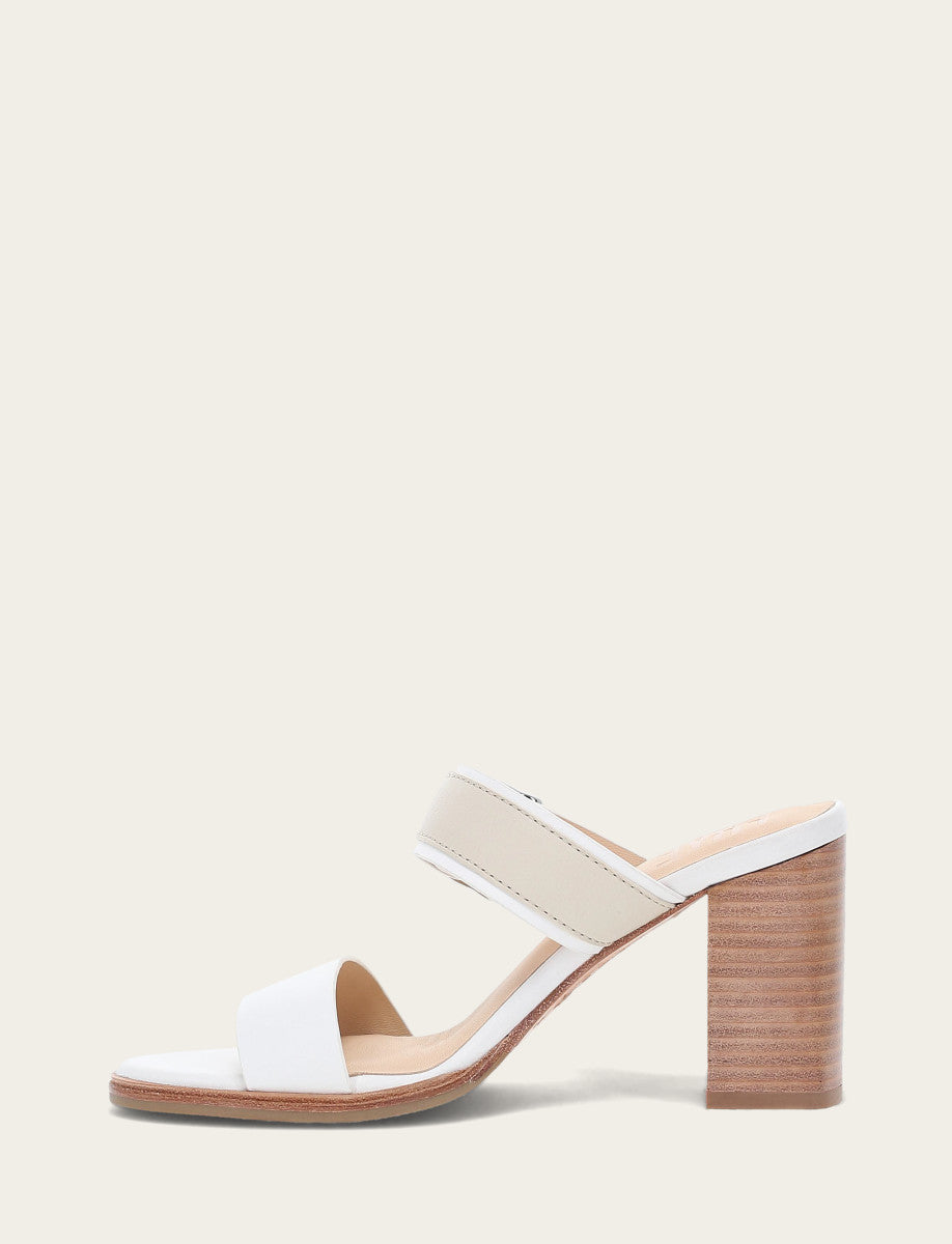 Women's White Ivory Stella Buckle Slide Sandals