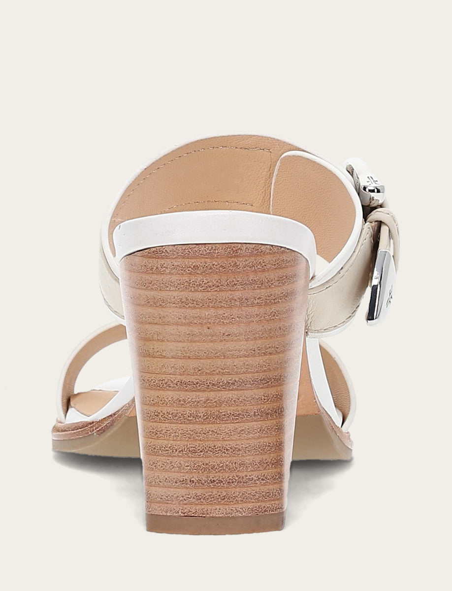 Women's White Ivory Stella Buckle Slide Sandals