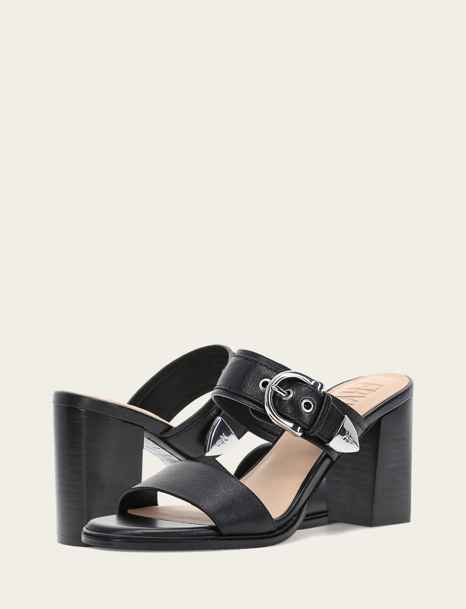 Women's Black Stella Buckle Slide Sandals