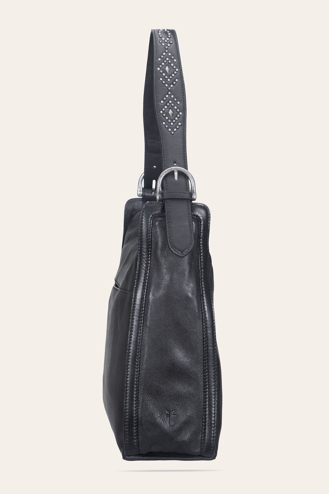 Women's Black Carla Studded Hobo Handbag