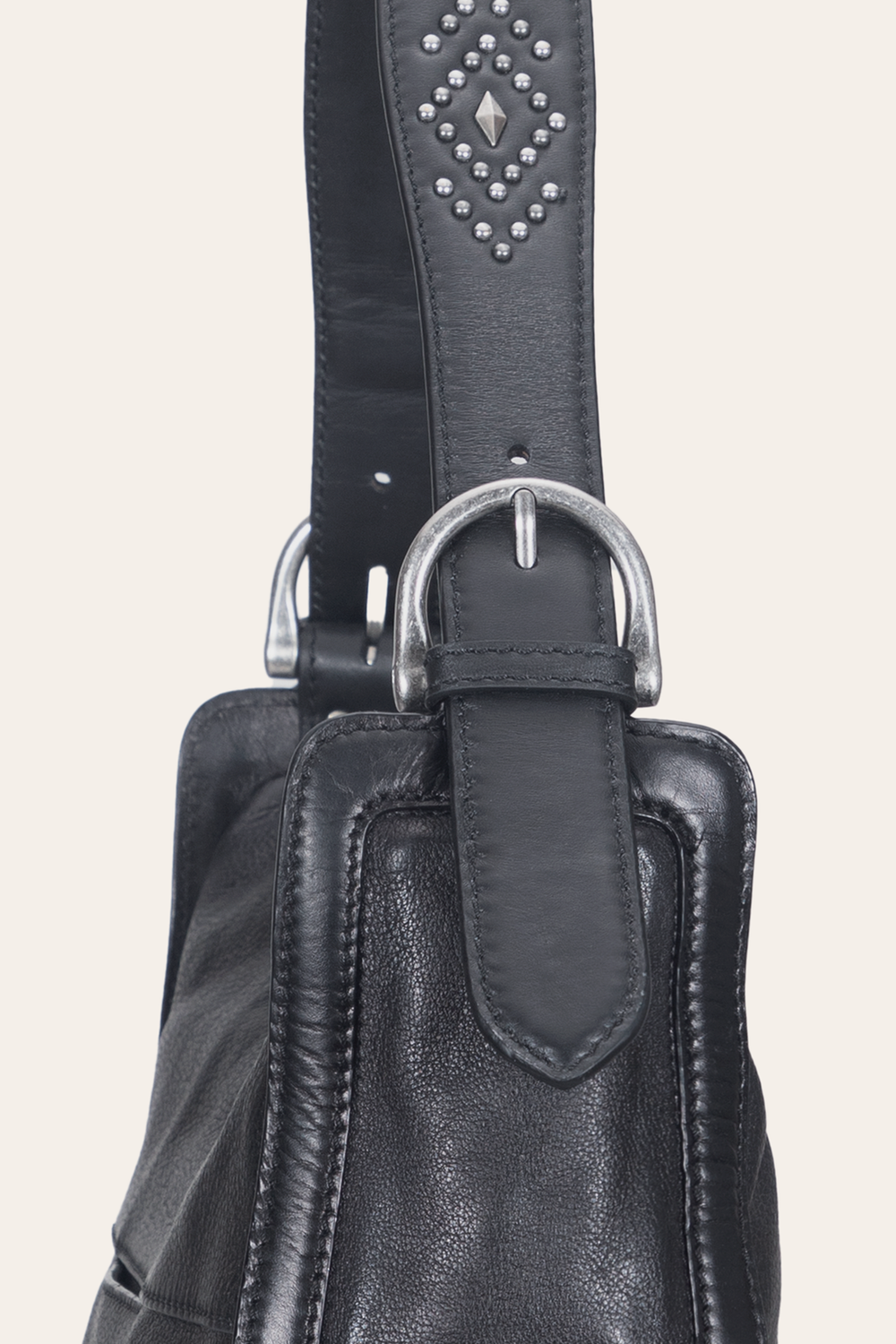 Women's Black Carla Studded Hobo Handbag