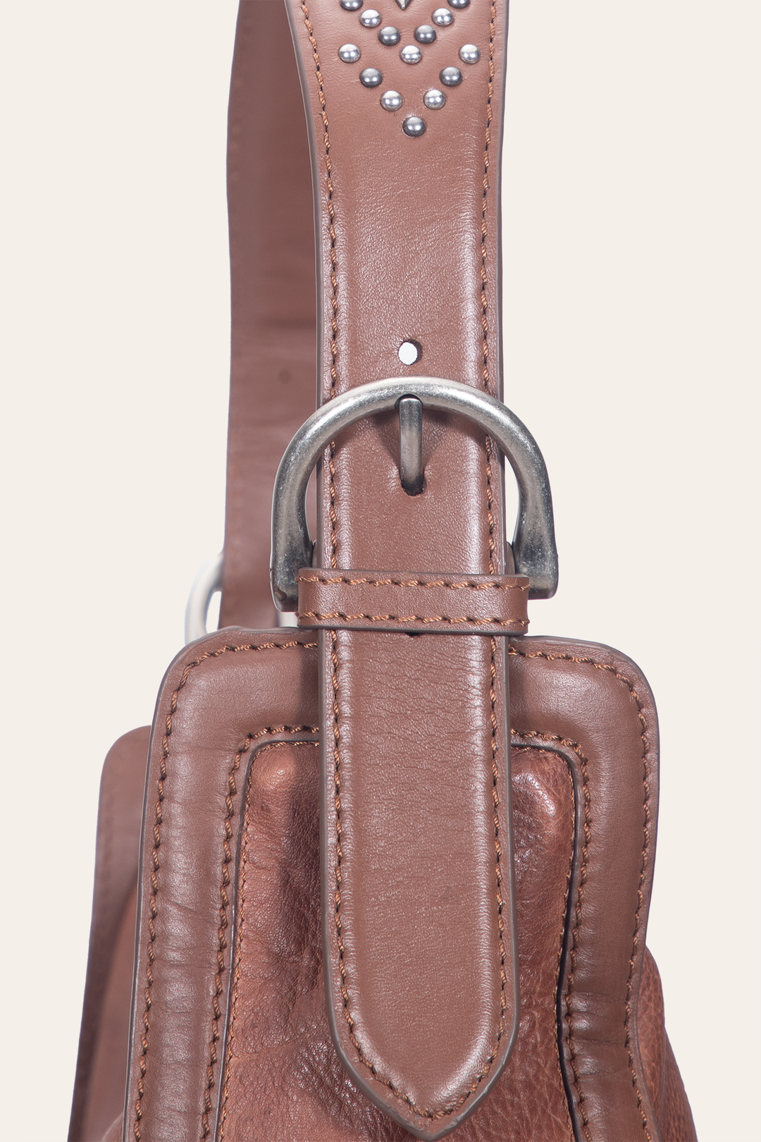 Women's Cognac Carla Studded Hobo Handbag