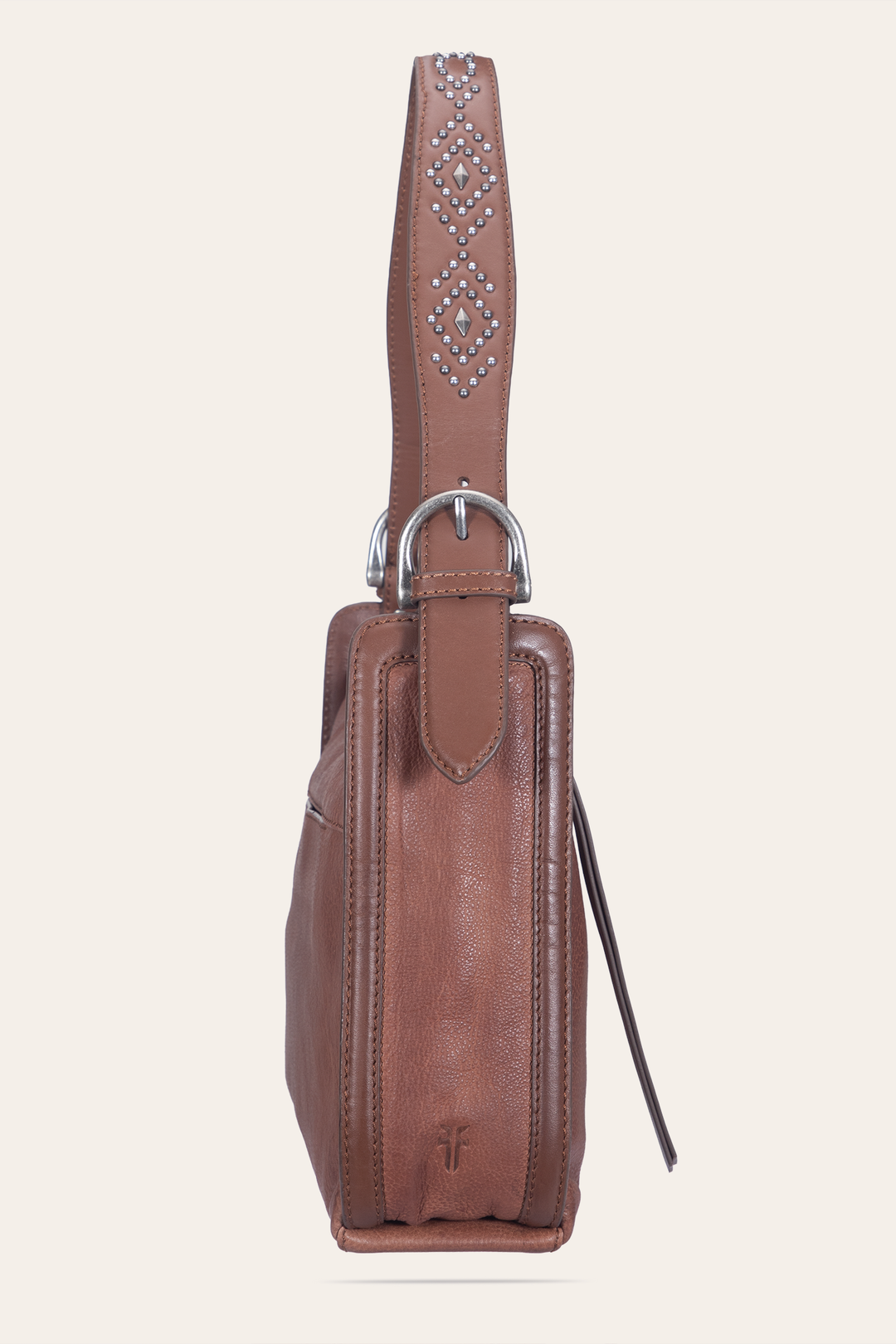 Women's Cognac Carla Studded Shoulder Bag