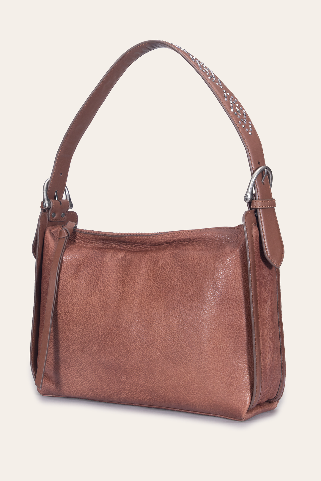 Women's Cognac Carla Studded Shoulder Bag