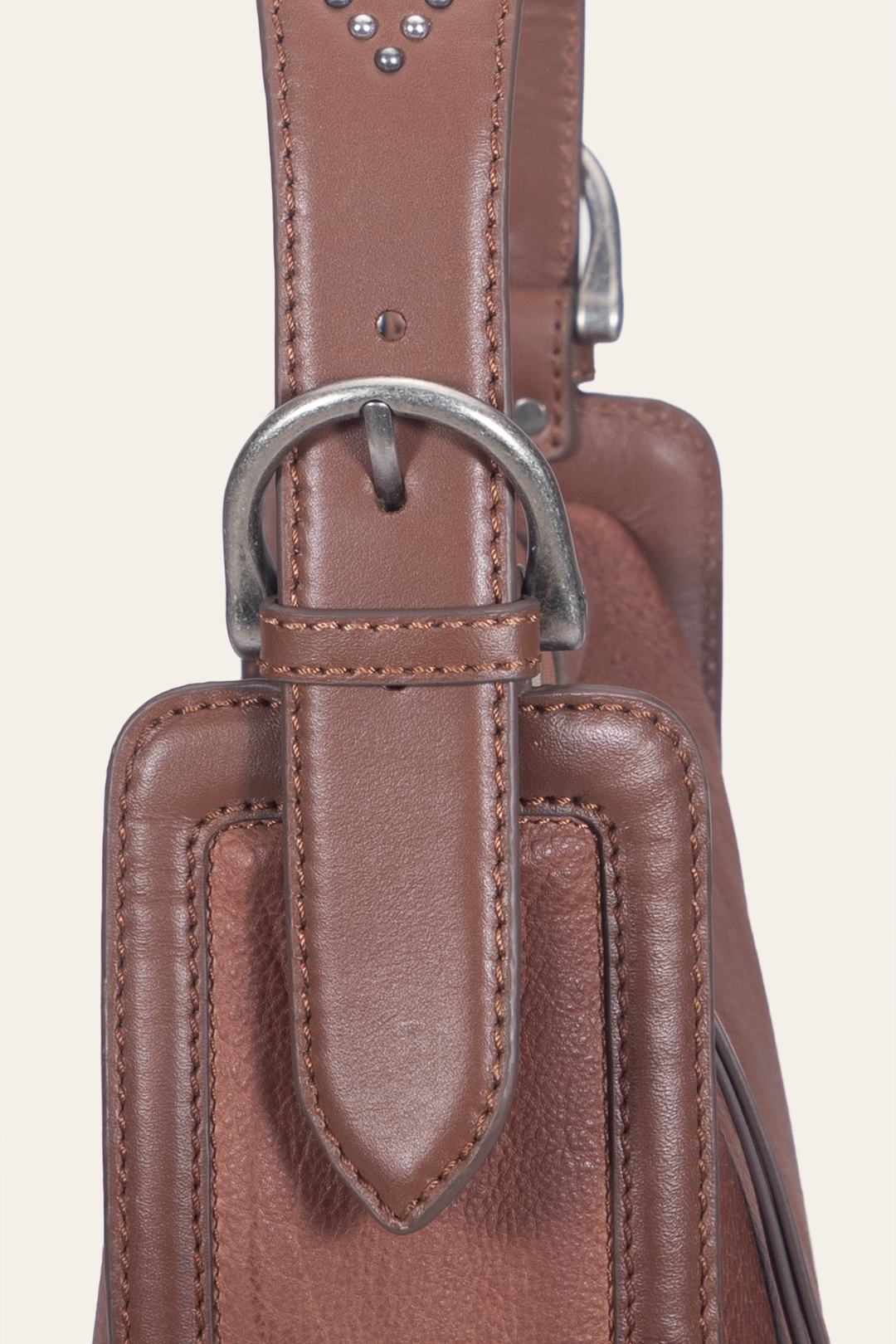 Women's Cognac Carla Studded Shoulder Bag