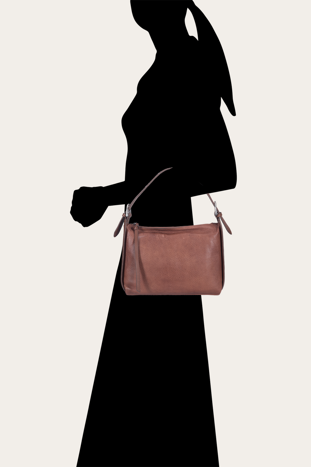 Women's Cognac Carla Studded Shoulder Bag