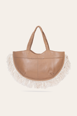 Women's Ella Tassel Tote Bag in Beige