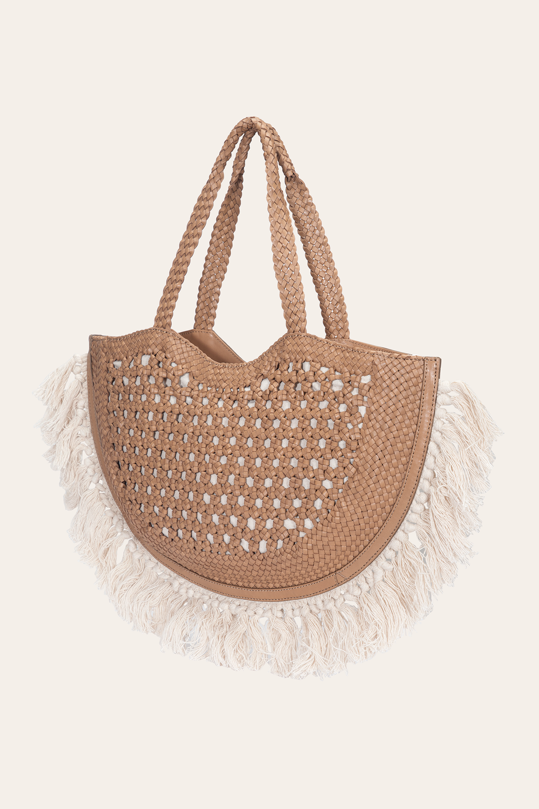 Women's Ella Tassel Tote Bag in Beige