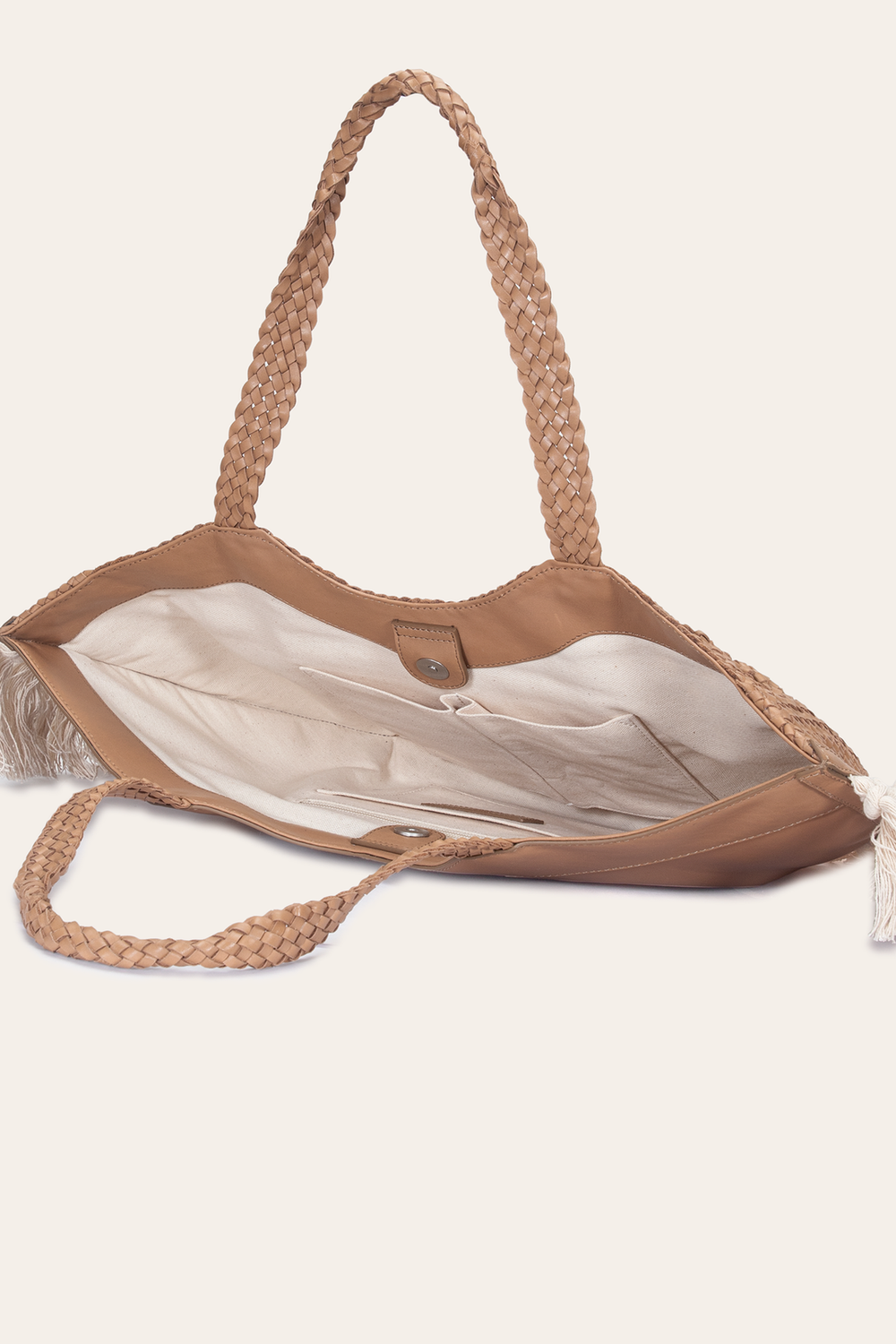 Women's Ella Tassel Tote Bag in Beige